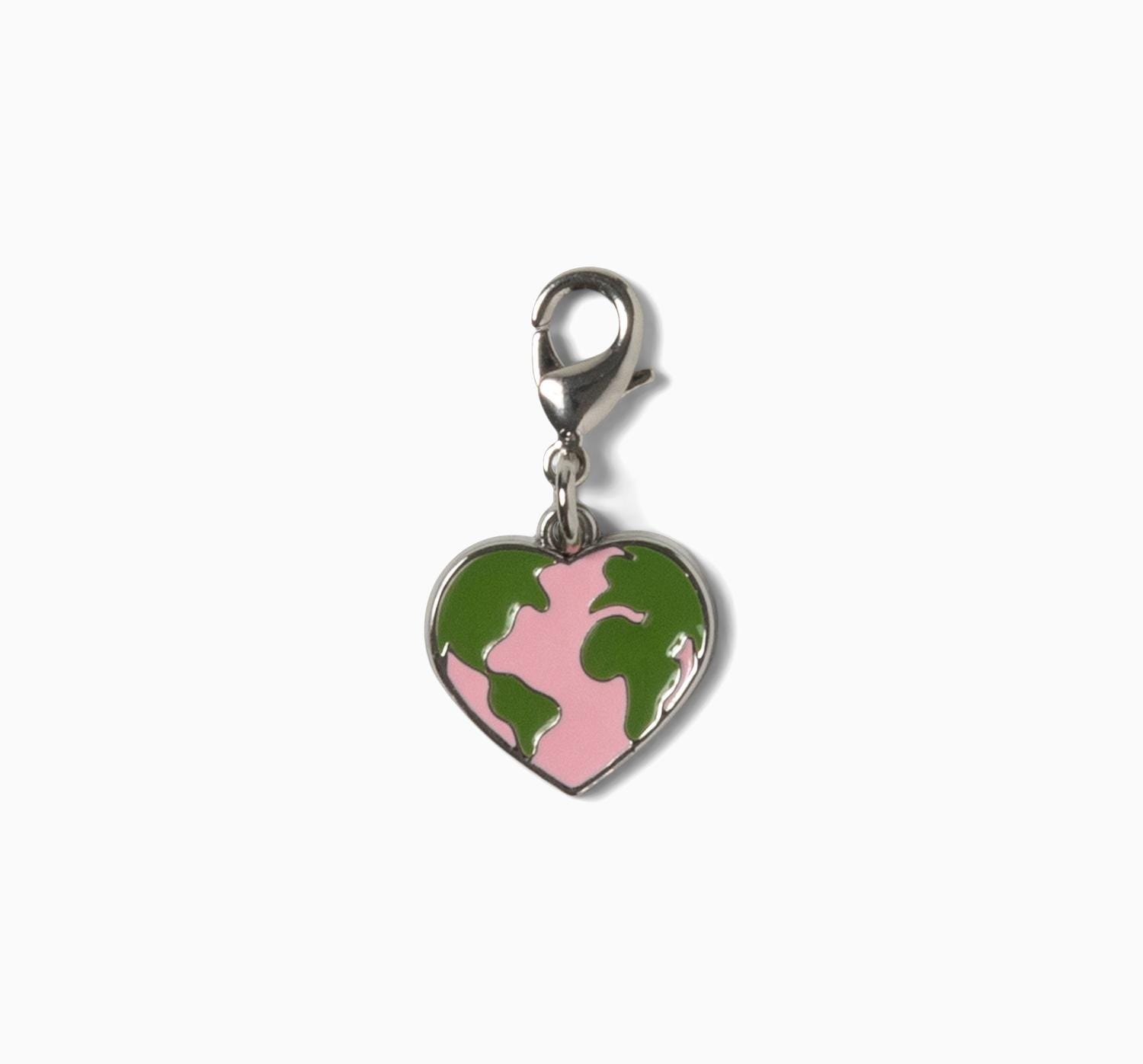Metal Charm Heart Globe Pink